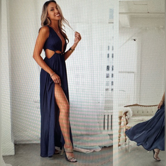 NWT Hello Molly Since I Met You Deep Blue Maxi Dress - Picture 2 of 7